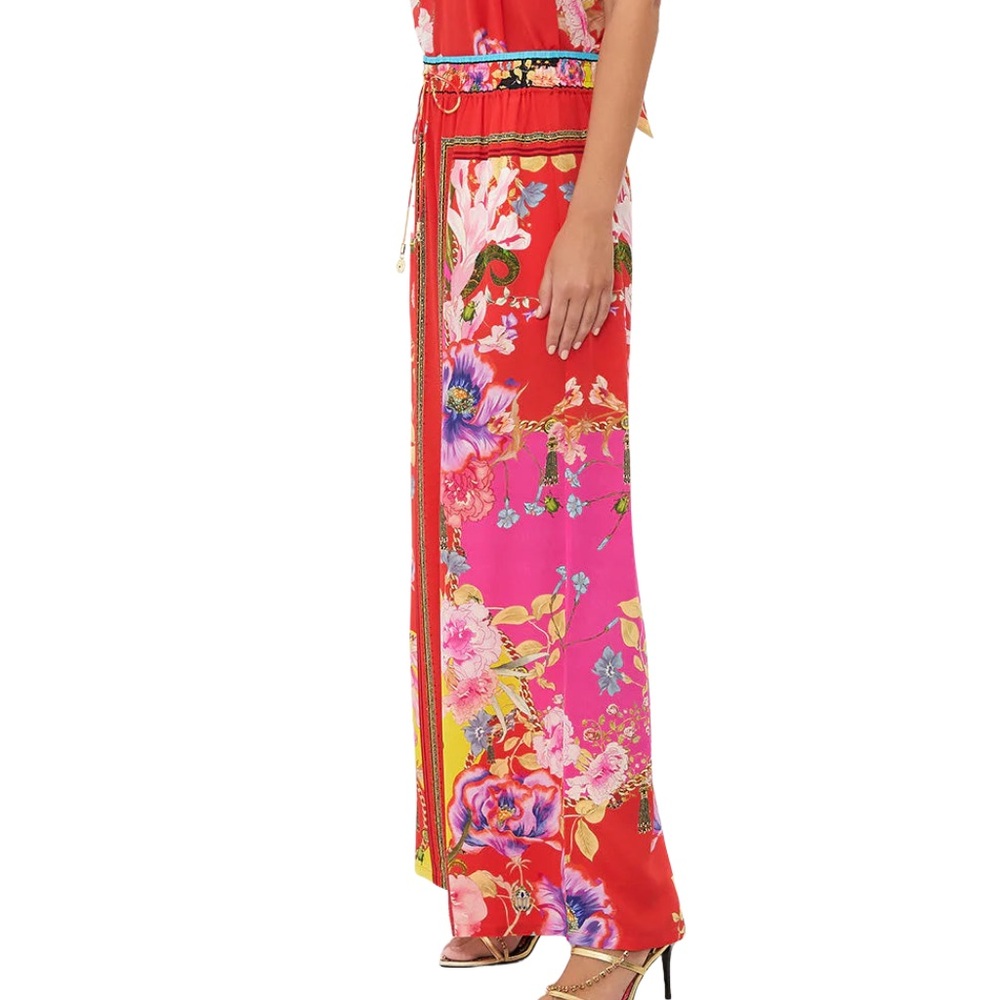 new The Beetles Pink Purple Floral Wide Straight Leg Pants - Picture 6 of 17